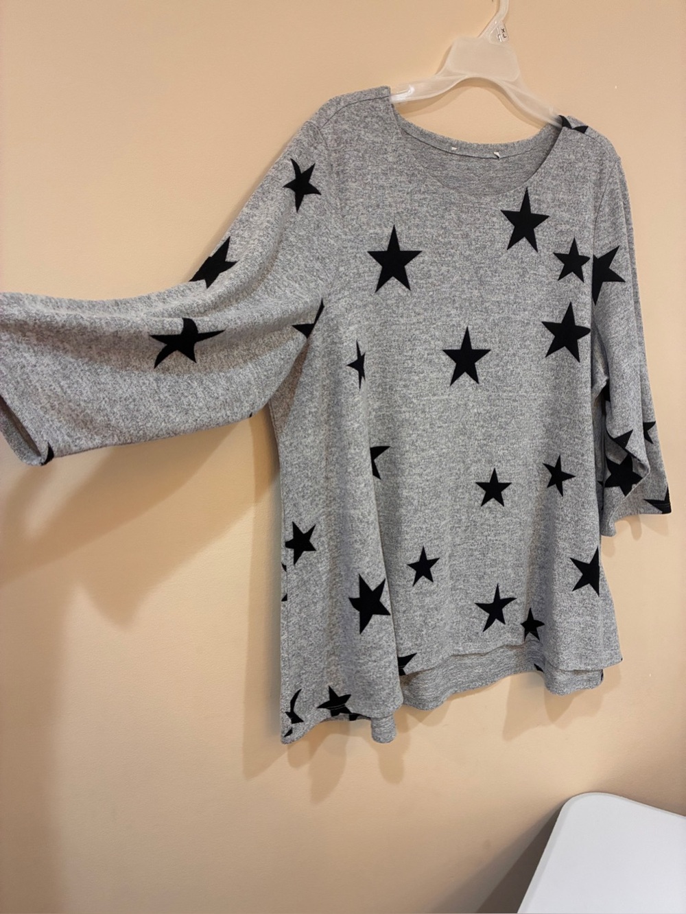 Women's Star Print Grey Knit Top
